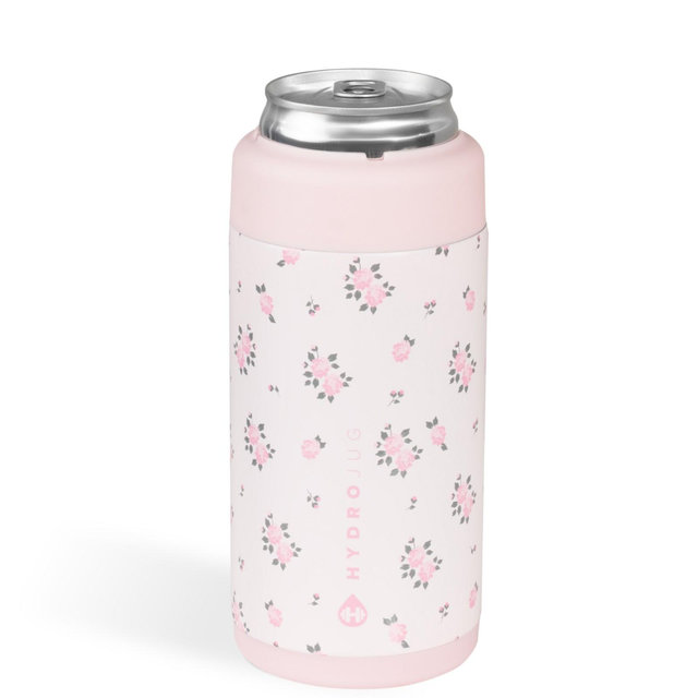 HydroJug Can Cooler – Insulated Stainless Steel Can Cooler Cup with Screw-Top Collar & Rubber Base - Standard 16oz, Wildrose