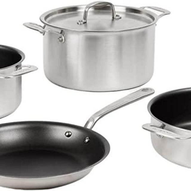 Made In Cookware - 7 Piece Non Stick Pot and Pan Set (Graphite) - 5 Ply Stainless Clad Nonstick - Includes Stock Pot, Saute Pan, Sauce Pan, and Frying Pan - Professional Cookware - Made in USA