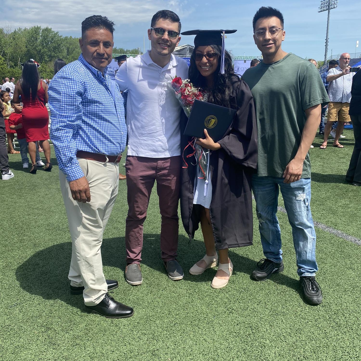 Celebrating Raquel's big achievement with her family.
