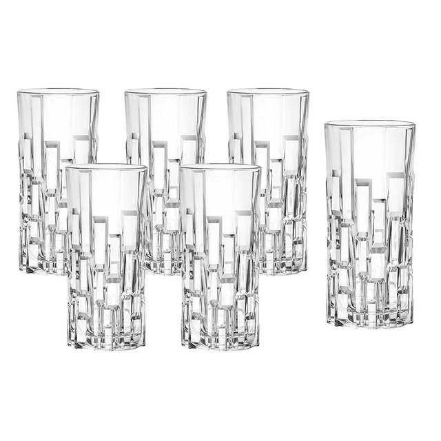 Elegant and Modern Italian Crystal Glass Set for Hosting Parties and Events - Etna Set of 6 High Ball