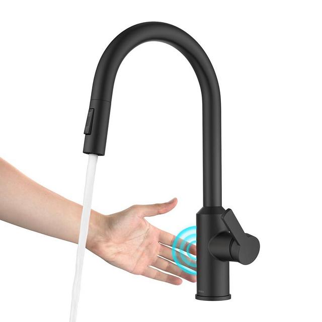 Kraus Oletto Kitchen Faucets Touchless Sensor Single Handle Pull-Down Sprayer in Matte Black, KSF-2830MB