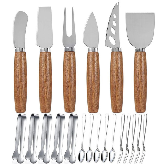 Charcuterie Board Accessories Spreader Knife Set Cheese Butter with Wooden Handles Mini Serving Tongs Spoons Forks Toothpick Flags for party Wedding Christmas (ABX-2)