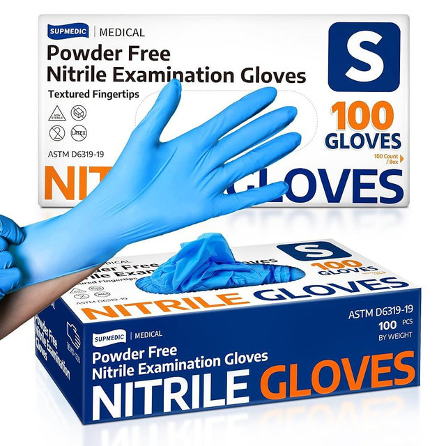 Supmedic Medical Soft Max™ Nitrile Exam Gloves, 100 Count Latex-Free Powder-Free Non-Sterile Food Safe Disposable Glove, Blue