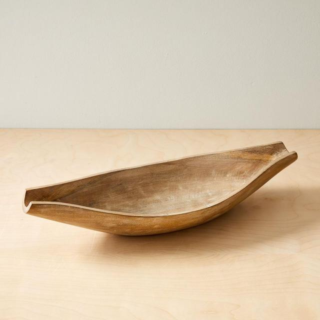 Long Bowl, White Wash & Mango Wood