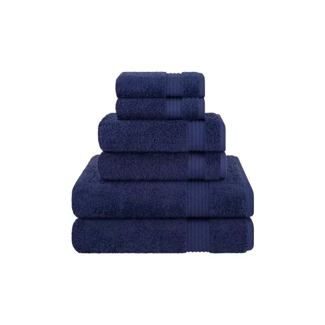 American Soft Linen Bekos 6 Piece Towel Set, 100% Cotton Bath Towel Set for Bathroom, Navy Blue
