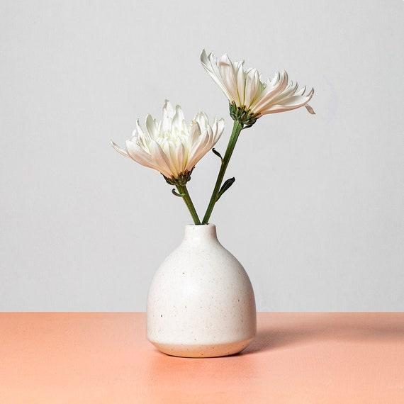 Mod Bud Vase - Modern Handmade Ceramics Speckled Cream