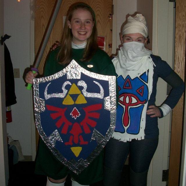 Here we are geeking out about the Zelda video games. For our first Halloween together we dressed up as Link and Sheik from the franchise.