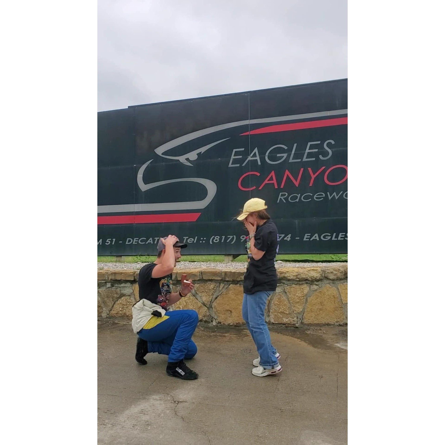 Matt had planned a surprise proposal - mom was taking pictures of us when he popped the question. It was about 40 degrees in Decatur, TX in April. FYI we were both freezing.
