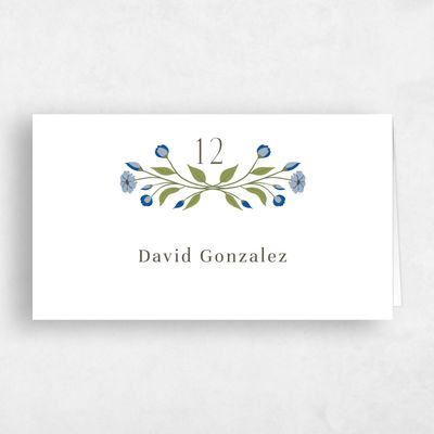 White Wedding Place Card - Feuille