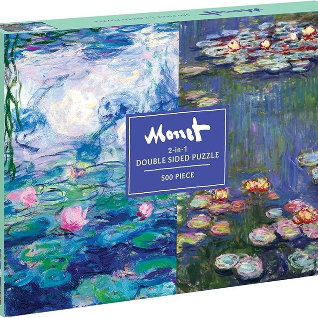 Galison Monet 500 Piece Double Sided Jigsaw Puzzle for Adults and Families, Classic Art Puzzle with Art from Monet on Both Sides, Multicolor (735358133)