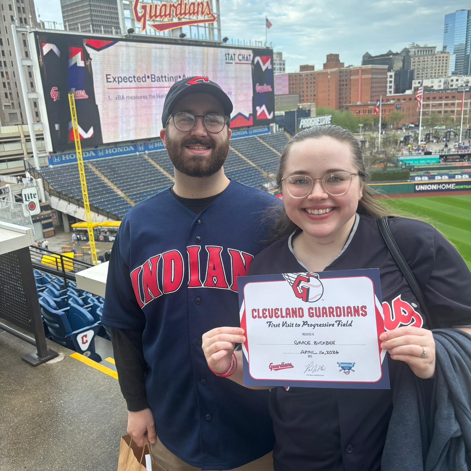 Our first trip to Progressive Field. Cleveland, April 2026.