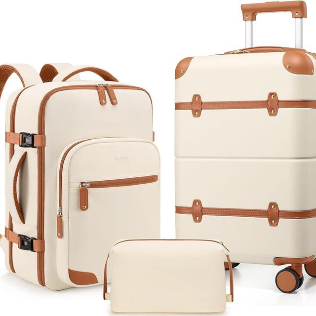 Mosslly Luggage Sets 3 Piece, Expandable 100% PC Hardshell Suitcase with Spinner Wheels, 20in Suitcase Set with TSA Lock for Women, Carry On Luggage with Travel Backpack