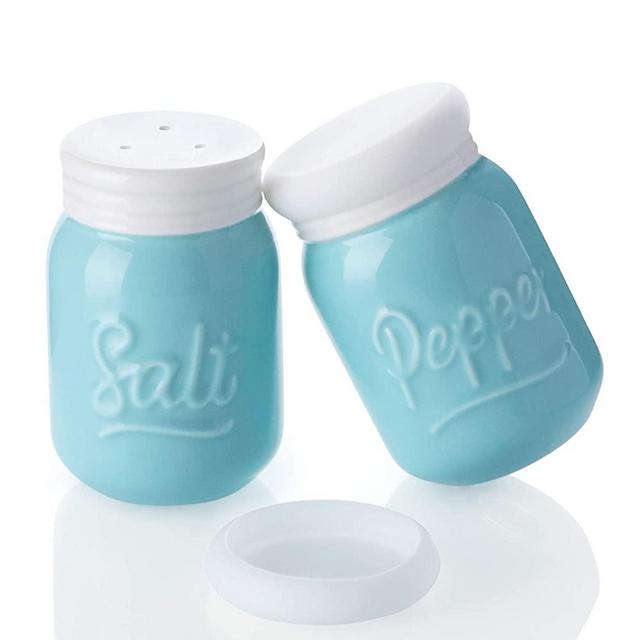 Sweese 232.102 Porcelain Salt & Pepper Shaker, Farmhouse Table Decor, 4 ounce each, Turquoise