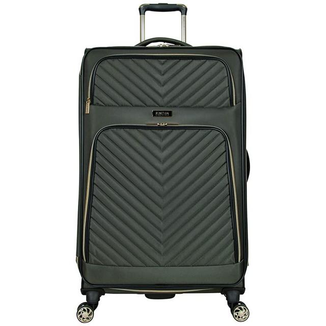 Kenneth Cole Reaction Women's Chelsea 28" Chevron Quilted Softside Expandable 8-Wheel Spinner Checked Suitcase, Olive, Inch