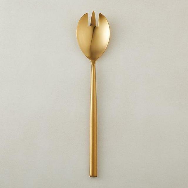 Rush Brushed Gold Slotted Serving Spoon