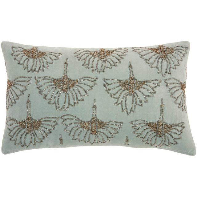 12"x20" Sofia Beaded Flowers Lumbar Throw Pillow Green - Mina Victory