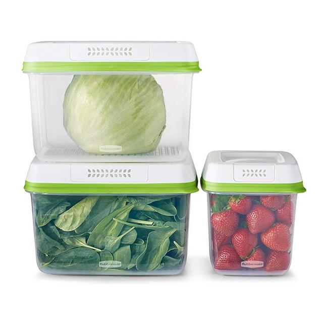 Rubbermaid FreshWorks Produce Saver, Medium and Large Storage Containers, 6-Piece Set, Clear