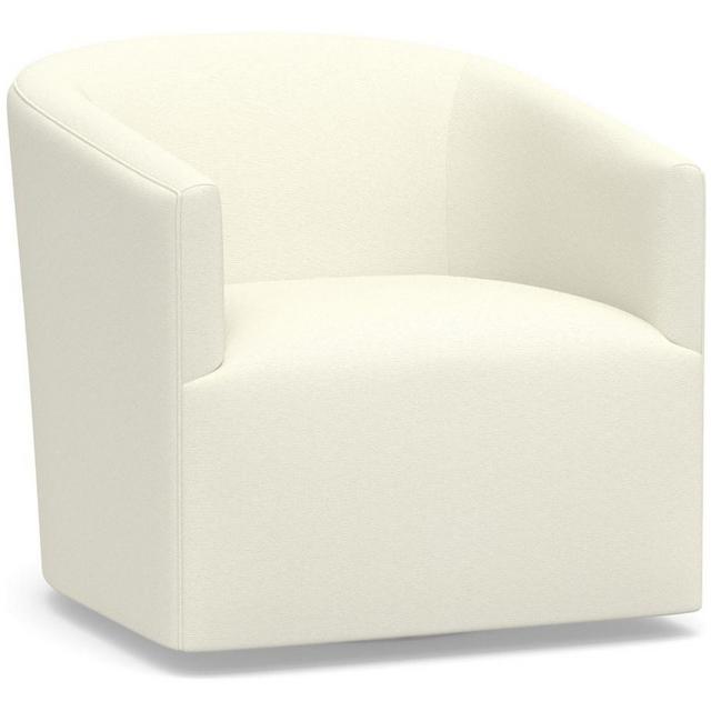 Baldwin Upholstered Swivel Armchair, PLY CSH, Performance Heathered Basketweave Ivory