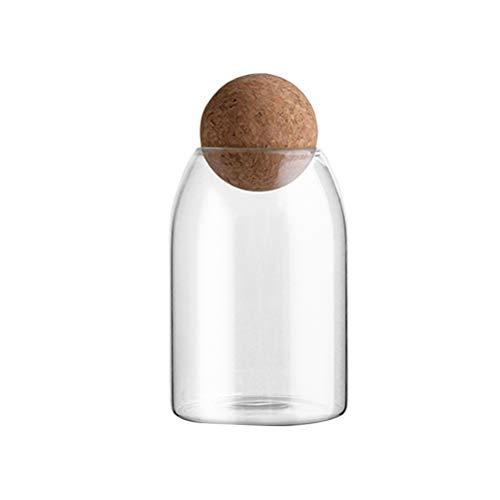 BESTONZON Glass Jar with Airtight Seal Wood Lid Ball 800ML Clear Candy Jar Mason Jars Food Storage Canister for Serving Tea Coffee Spice Sugar Salt Size M