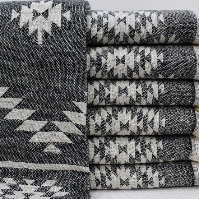 Turkish Hand Towel, Small Towel, 24x40 , Cotton Towel, Aztec Hand Towel, Black Hand Towel, Kitchen Towel, Tea Towel,Dish Towel Bll-Klm-Pshkr