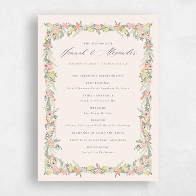 Linen, Beige Wedding Program - Dinan