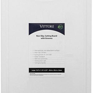 Vettore Non Slip Poly Cutting Board With Juice Groove Dishwasher Safe BPA Free Plastic FDA Approved Rubber Feet (15.8" x 11.8", Grey)