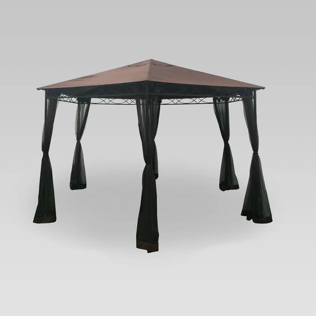 10'5"x10'5" Duke Steel Gazebo Brown - Christopher Knight Home