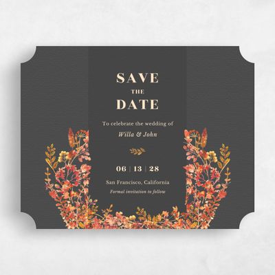 Grey Ticket Wedding Save the Date - Gramercy Landscape