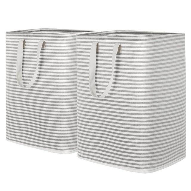 Lifewit 2 Pack Laundry Hamper Large Collapsible Laundry Baskets, Freestanding Waterproof Clothes Hamper with Easy Carry Handles in Laundry Room Bedroom Bathroom College Dorm for Adults, Grey, 2 x 90L