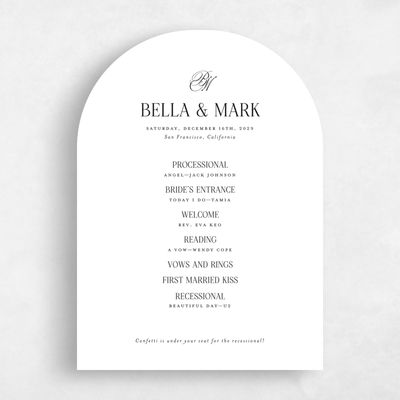 White Arch Wedding Program - Kennedy