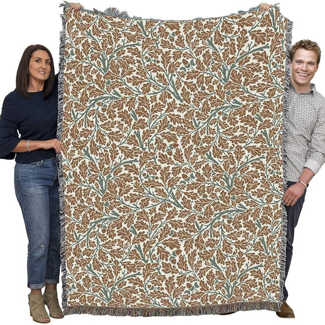 Pure Country Weavers William Morris Oak Tree Bark Blanket - Arts & Crafts - Gift Tapestry Throw Woven from Cotton - Made in the USA (72x54)