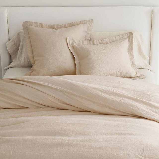 Rosewater Belgian Flax Linen Duvet Cover, Full/Queen
