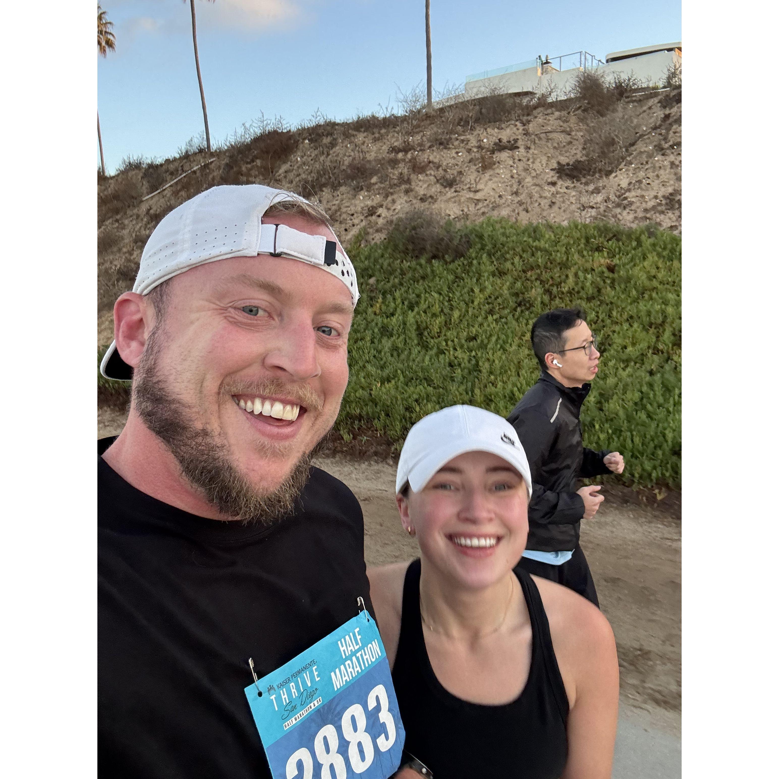 Our second half marathon together, in San Diego as Connor prepared for the Honolulu Marathon.