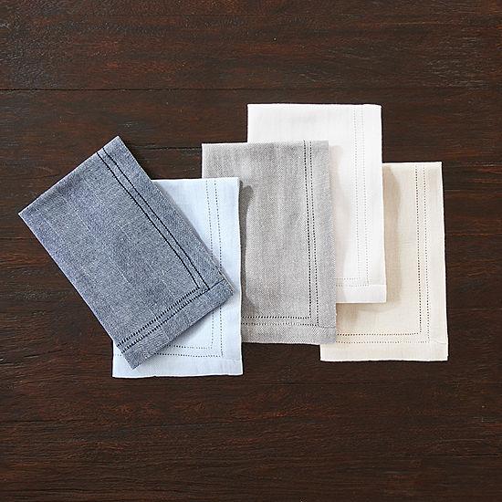 Fieldcrest Luxury Cotton-Linen Herringbone 4-pc. Napkins - Beige