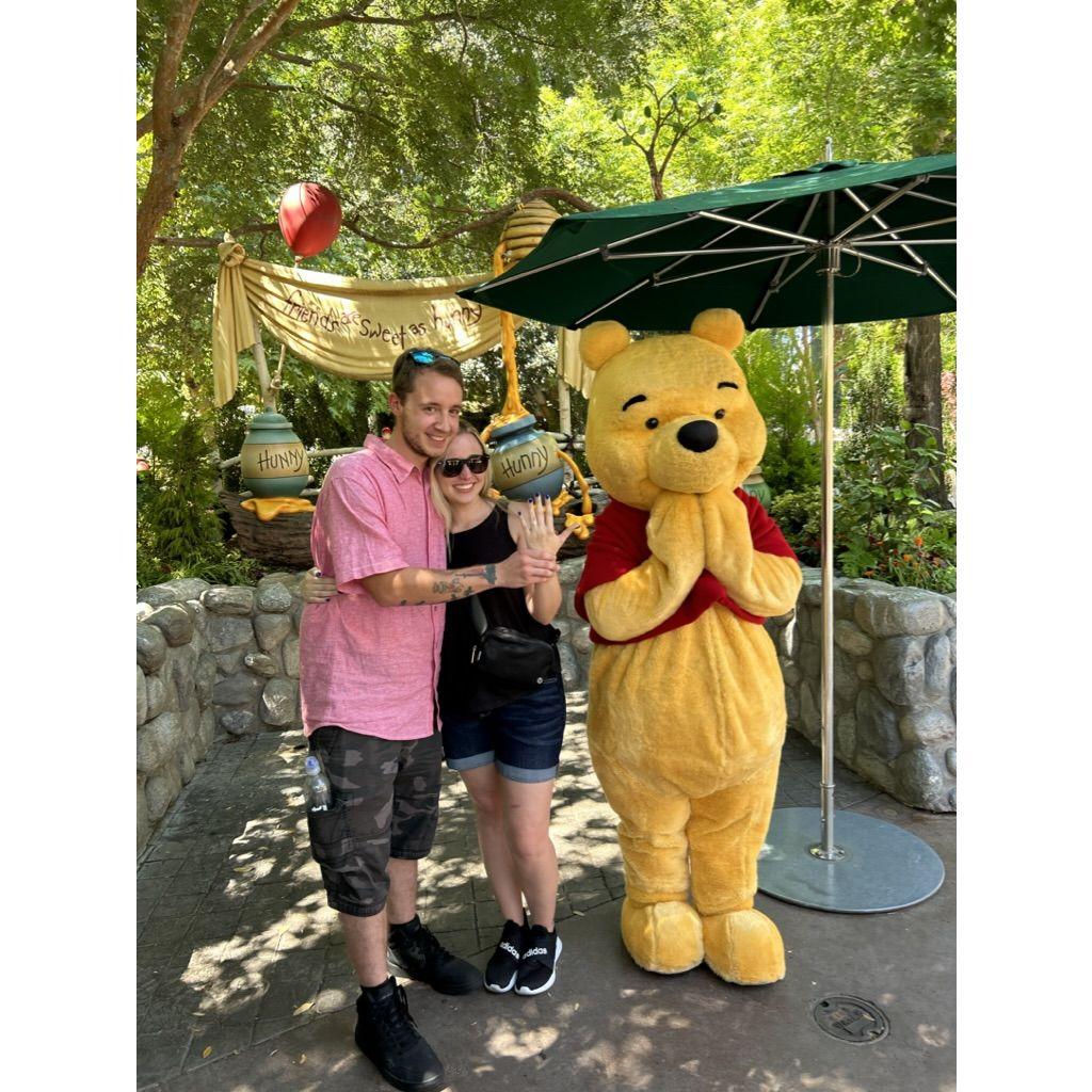We got engaged at Disney Land on July 13th, 2023! Gavin proposed in front of Winnie the Pooh (which is my favorite)!