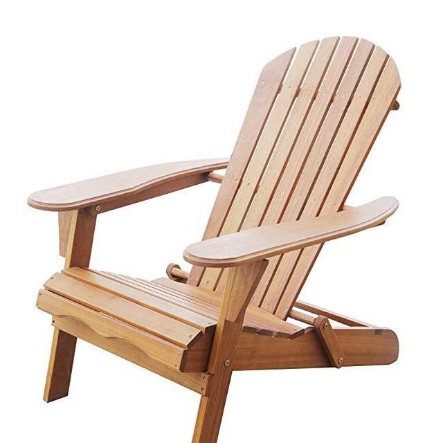 Amayo Home Solid Eucalyptus Wood Foldable Adirondack Chair in Natural Color. Ergonomic design & Can be folded for storage or bringing to picnics by