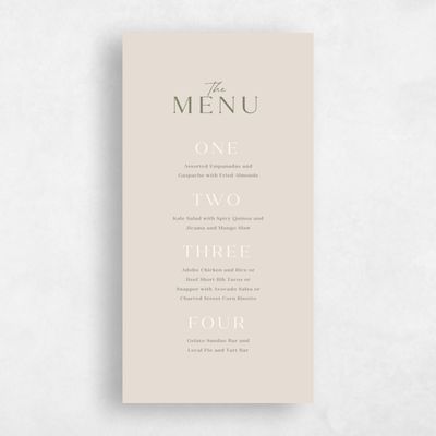 Beige Greenery Wedding Menu - Aneci
