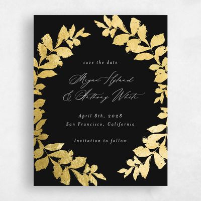 Black Wedding Save the Date - Jasmine Classic Foil