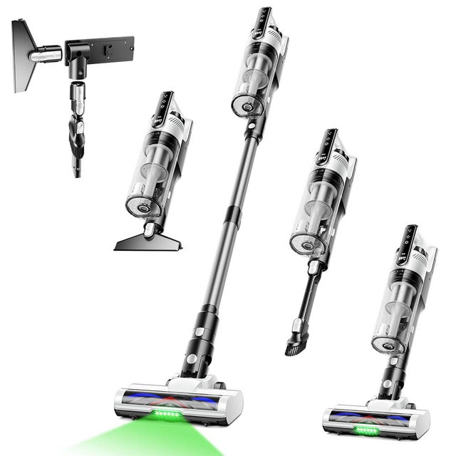 Trucozie Cordless Vacuum Cleaner, Self-Standing Lightweight Stick Vacuum with 50 mins Runtime, Powerful Suction, Anti-Tangle Wireless Vacuum for Home, Hardwood Floor, Carpet, Pet Hair, White