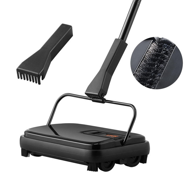 VEVOR Carpet Sweeper, 7.87 in Sweeping Paths, Floor Sweeper Manual Non Electric, 300 ml Dustbin Capacity with Comb for Home Office Rugs