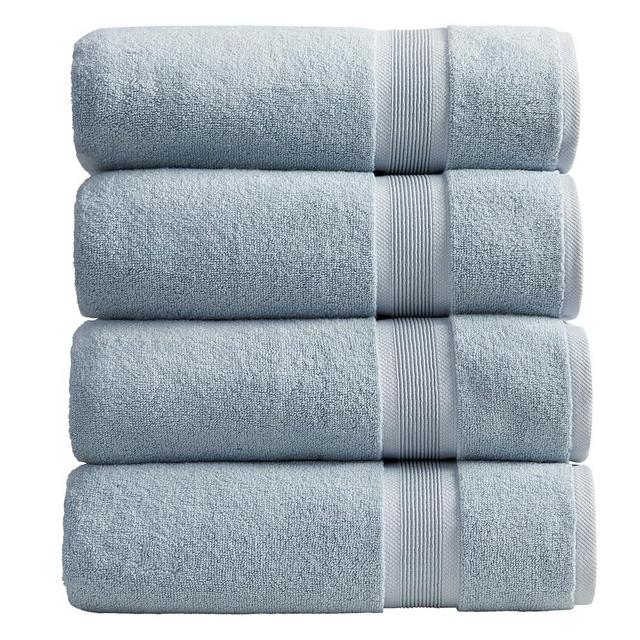 Springtree Home Luxury Bamboo Bath Towel Set of 4 | 35% Bamboo - 65% Cotton | Absorbent Quick-Dry Bamboo Towels for Bathroom |Oeko-TEX® Standard 100 Cotton | Raya Collection - Blue Fog