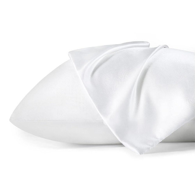 Bedsure Satin Silk Pillowcases for Hair or Skin - White Cooling Pillow Cases Queen Size Set of 2, Super Soft Satin Pillow Covers with Zipper, Gifts for Her or Him, 20x30 Inches