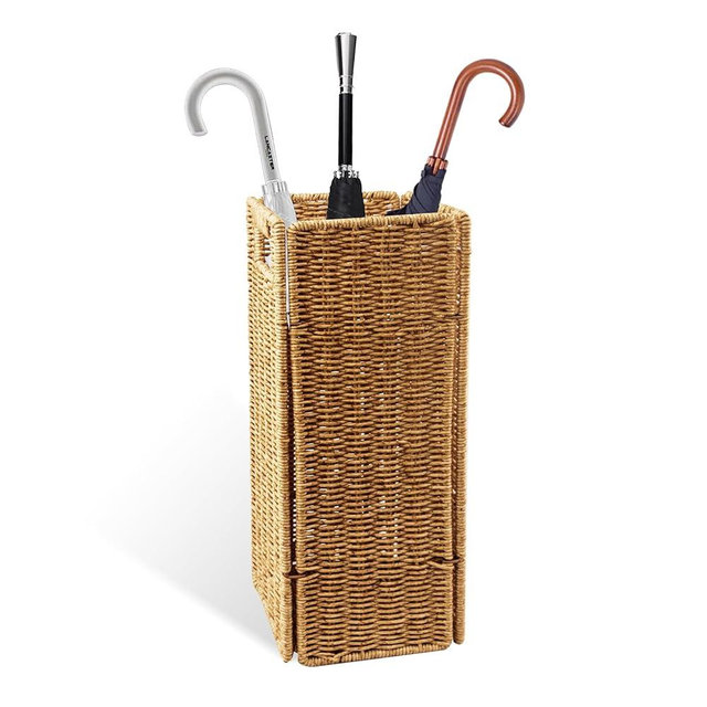Bmrewax Rattan Umbrella holder, Hand Woven Umbrella Holder for Entryway, Indoor Umbrella Rack Organizer Freestanding, Umbrella Bucket Fits Mudroom,Walking Canes,Home,Office