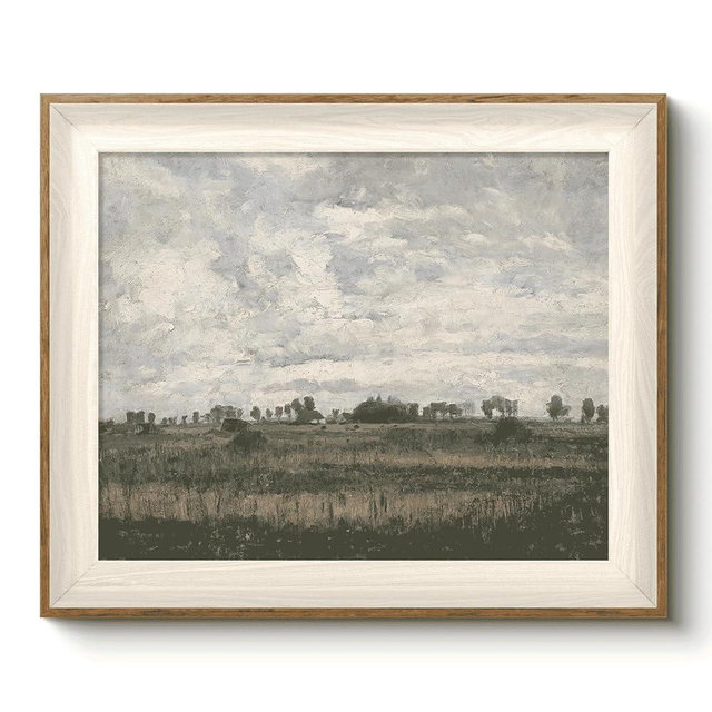 VIYYIEA Framed Classical Scenery Wall Art Room Decor, Great Plains Painting Wilderness Canvas Art Wall Decor, Landscape Wall Art for Living Room Bedroom Bathroom Moody Wall Decor Home Decor