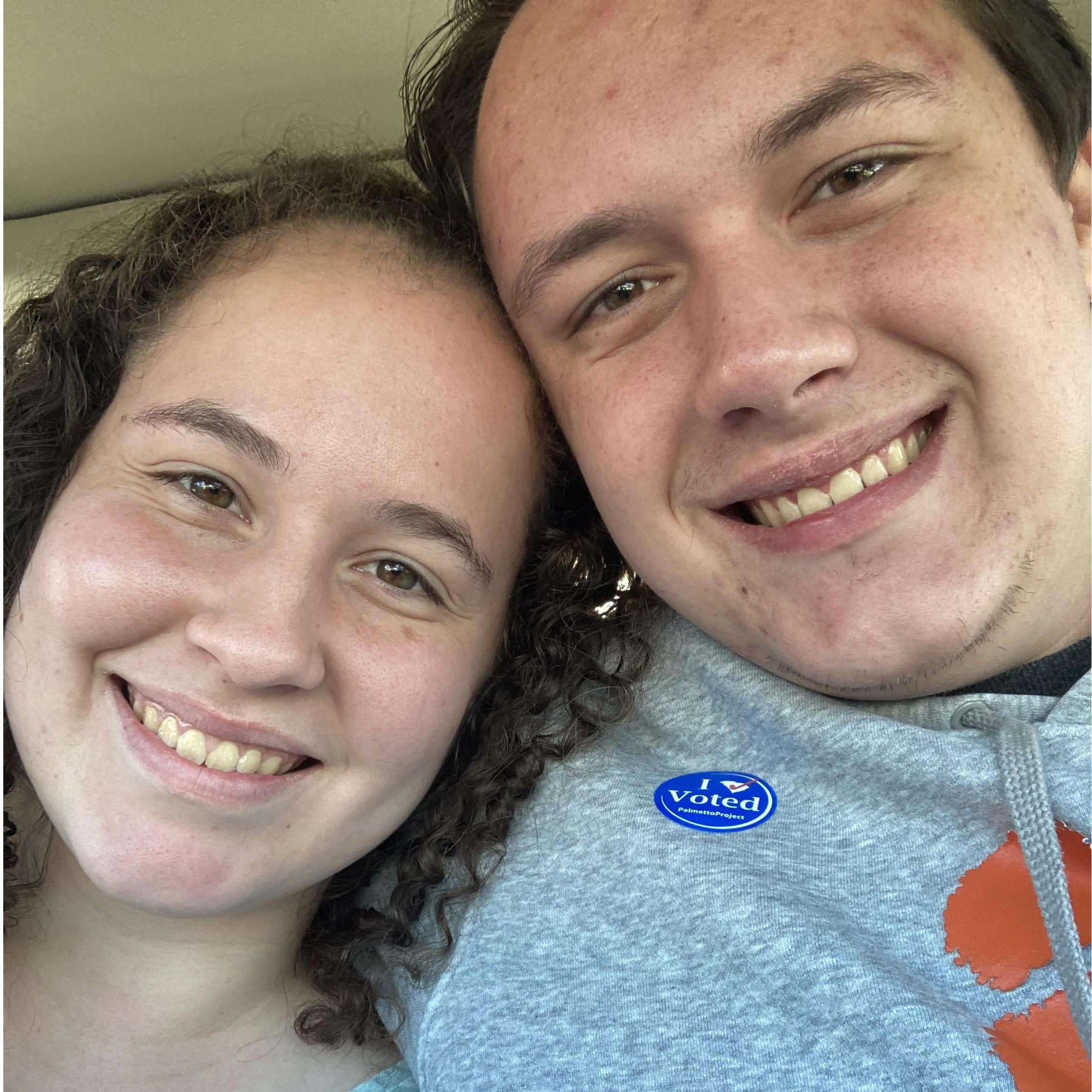 We took this picture after we voted on November 3, 2020.