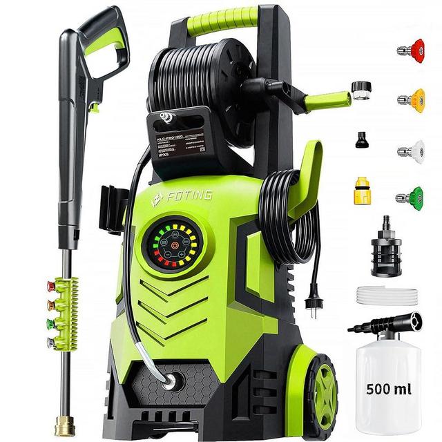 2025Upgraded Pressure Washer 5000PSI with Adjustable Touch Screen 8 Level, 34" Tall, 4 Quick Connect Nozzles,Inlet Hose&Filter&500mlFoam Cannon for Cars/Fences/Driveways/Home Cleaning,Yellow