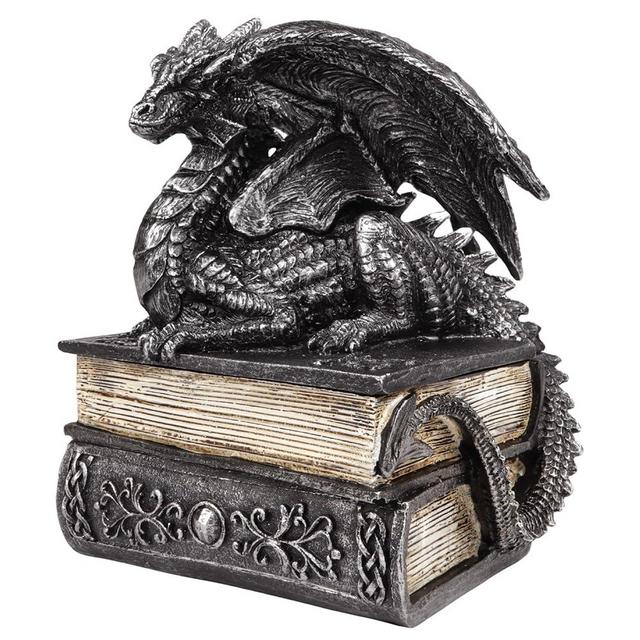 Needzo Dragon Figurine Trinket Box, Fantasy Themed Decor, 6 x 7 x 4 Inches