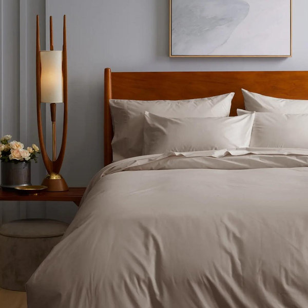 Classic Organic Percale Duvet Cover - Light Grey Queen