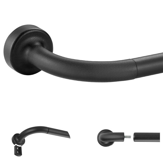 Matte Black Disc Curtain Rods, 84-144 Inches Window Curtain Rod,Adjustable Room Darkening Curtain Rod with Aluminum Finials and Brackets,Wrap Around Design