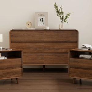 Bedroom Set, Nightstand Set of 2, Bedroom Dresser With 6 Drawer, Bedroom Furniture Set